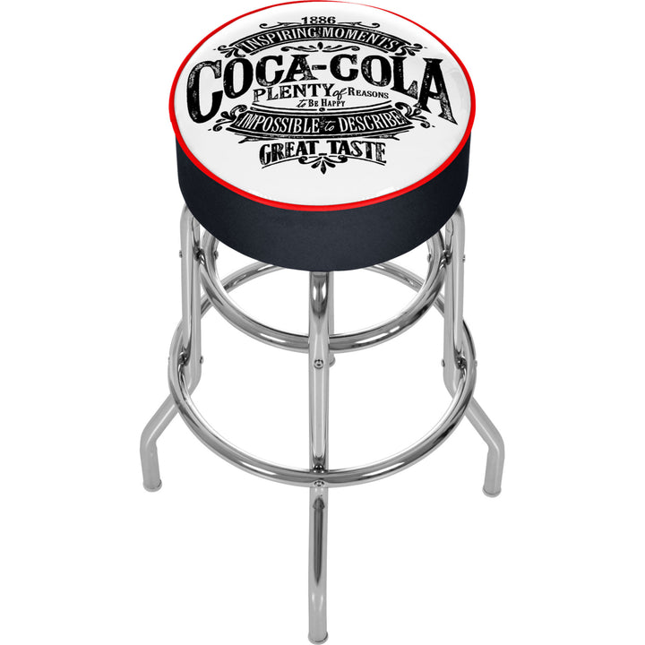 Coca Cola Vintage Swivel Bar Stool 30 Inch Chrome Marine Vinyl Ready to Assemble Image 1