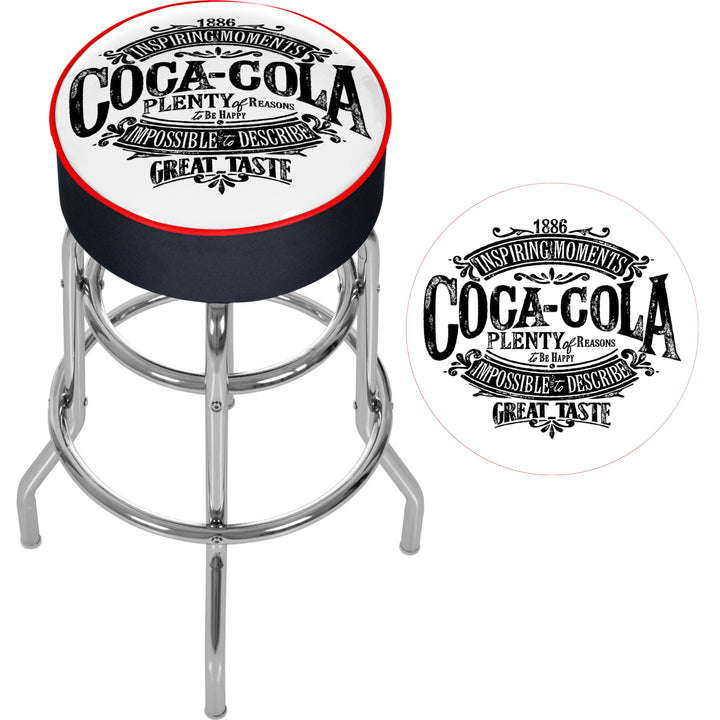 Coca Cola Vintage Swivel Bar Stool 30 Inch Chrome Marine Vinyl Ready to Assemble Image 2