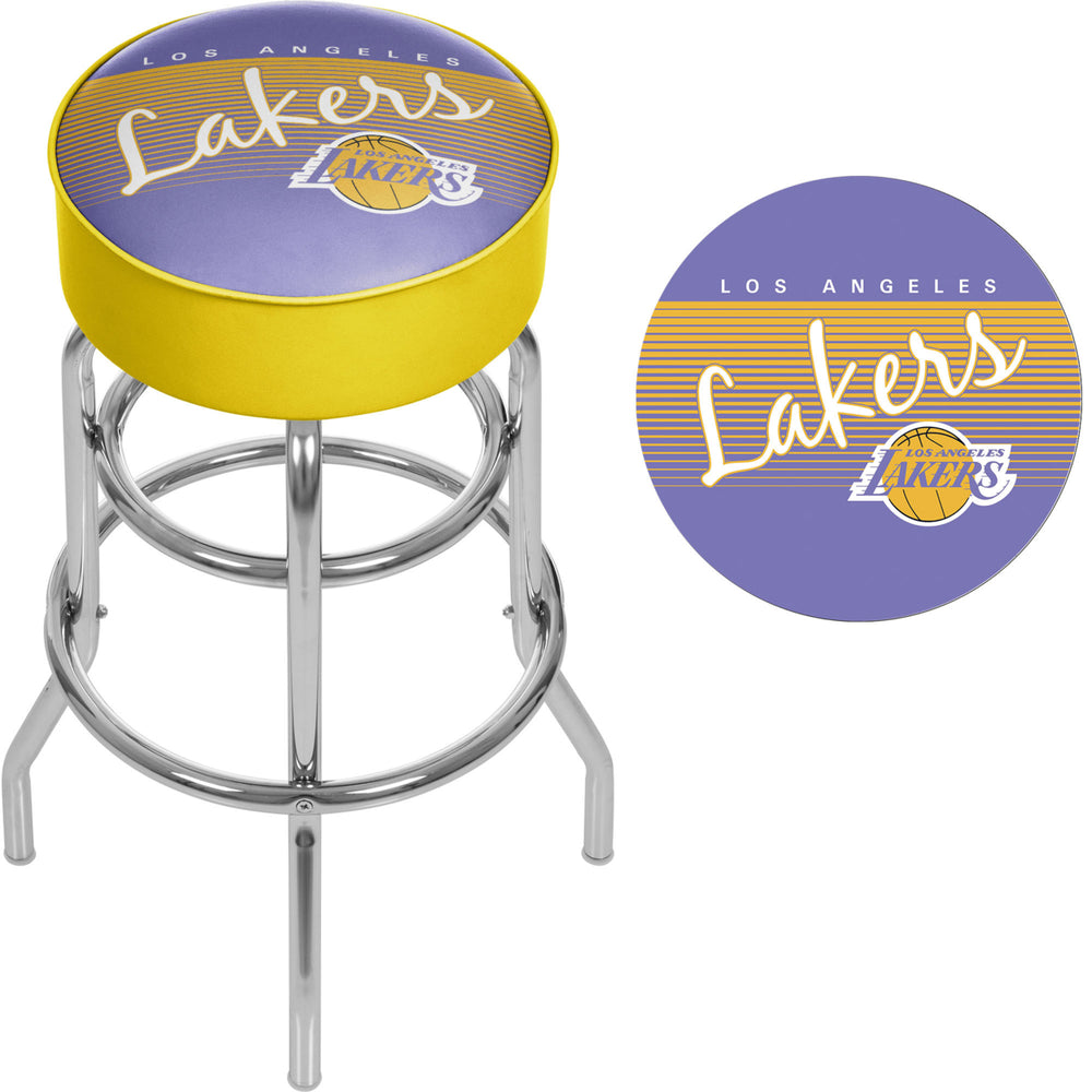 Los Angeles Lakers NBA Hardwood Classics Padded Swivel Bar Stool 30 Inches High Image 2