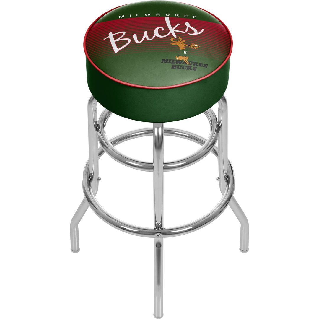 Milwaukee Bucks NBA Hardwood Classics Padded Swivel Bar Stool 30 Inches High Image 1