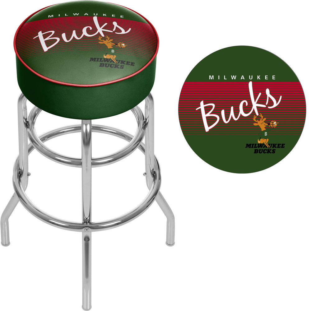 Milwaukee Bucks NBA Hardwood Classics Padded Swivel Bar Stool 30 Inches High Image 2