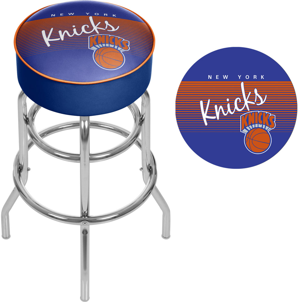 York Knicks NBA Hardwood Classics Padded Swivel Bar Stool 30 Inches High Image 2