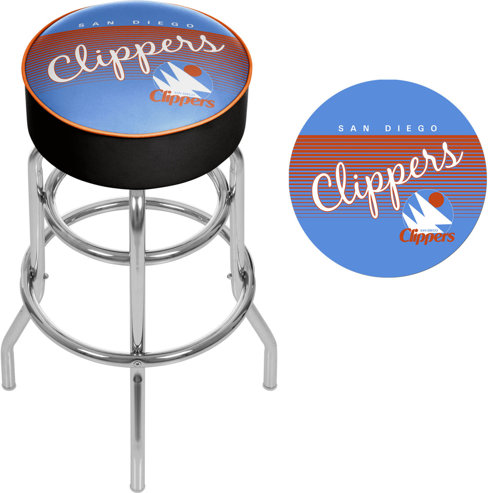 San Diego Clippers NBA Hardwood Classics Padded Swivel Bar Stool 30 Inches High Image 2