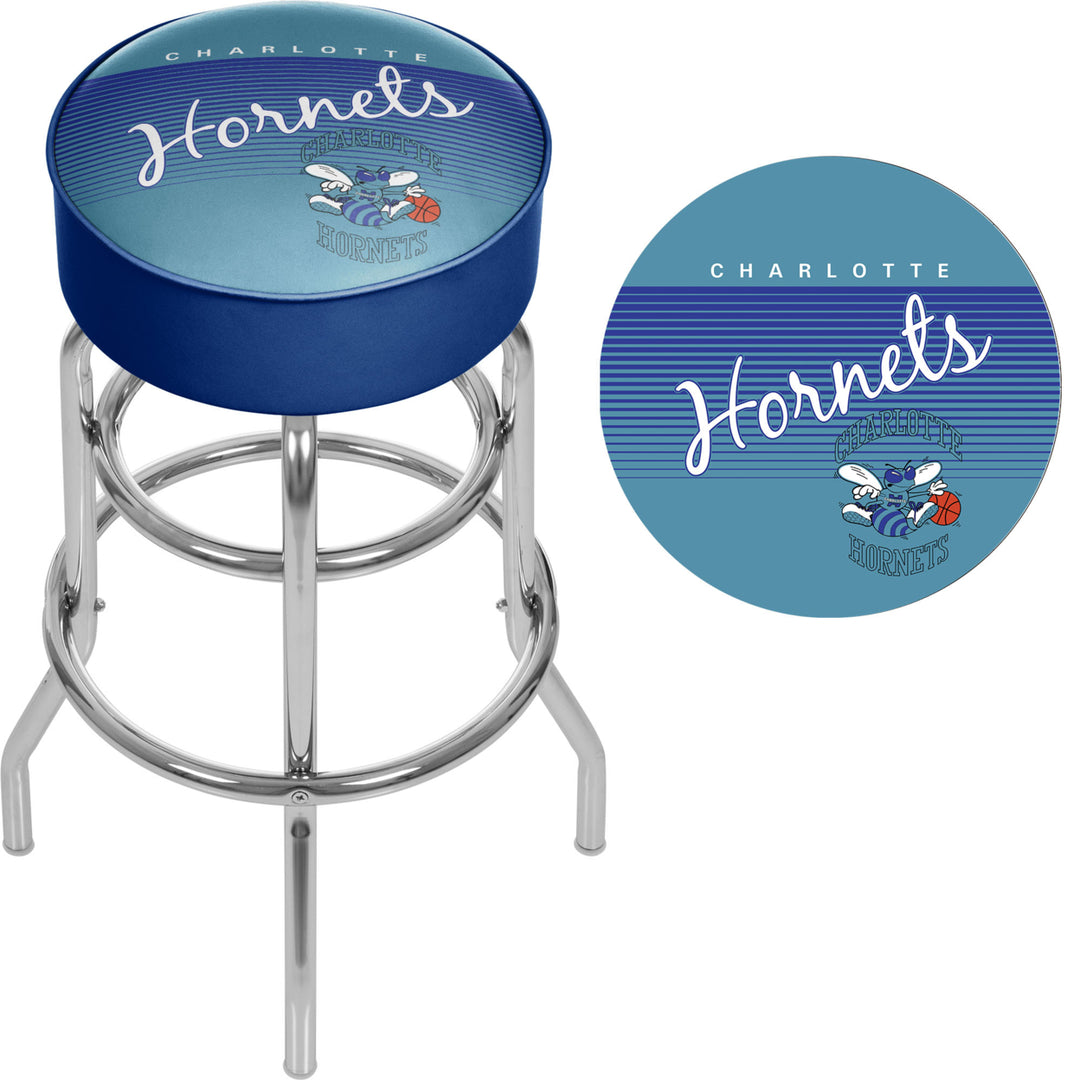 Charlotte Hornets NBA Hardwood Classics Padded Swivel Stool Image 2