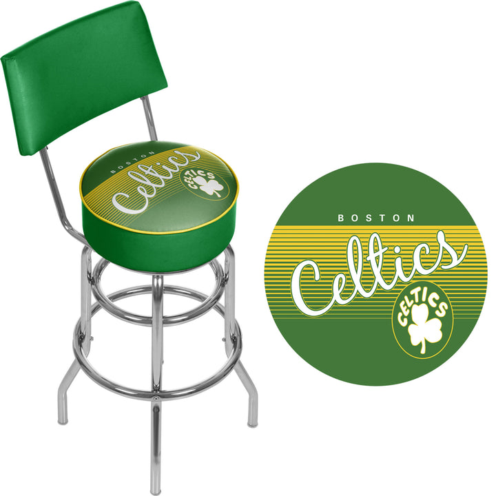 Boston Celtics NBA Hardwood Classics Swivel Bar Stool w/ Back Image 2