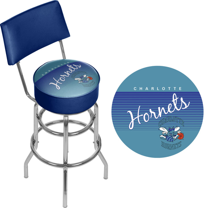 Charlotte Hornets NBA Hardwood Classics Swivel Bar Stool w/ Back Image 2