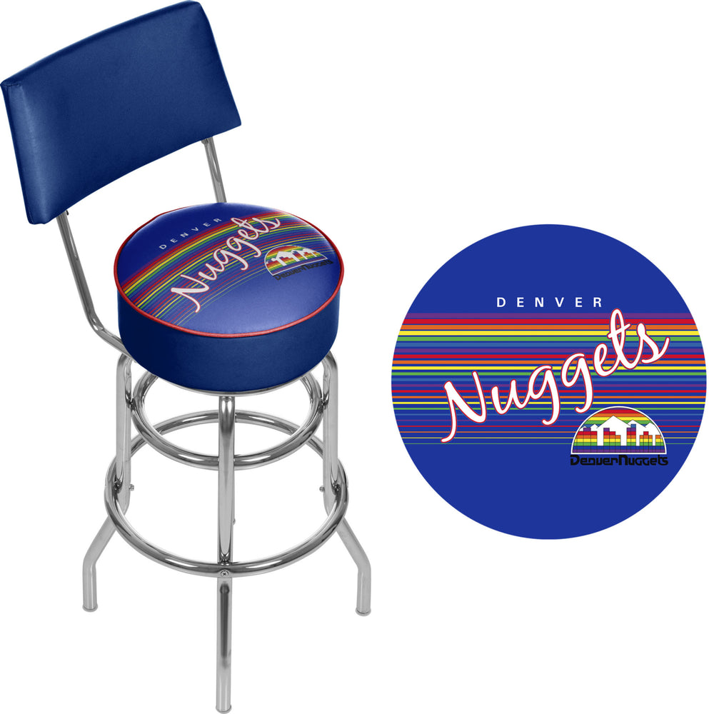 Denver Nuggets NBA Hardwood Classics Swivel Bar Stool w/ Back Image 2