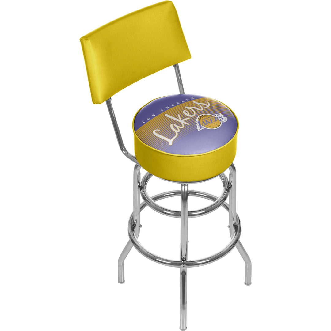 Los Angeles Lakers NBA Hardwood Classics Swivel Bar Stool w/Back Image 1