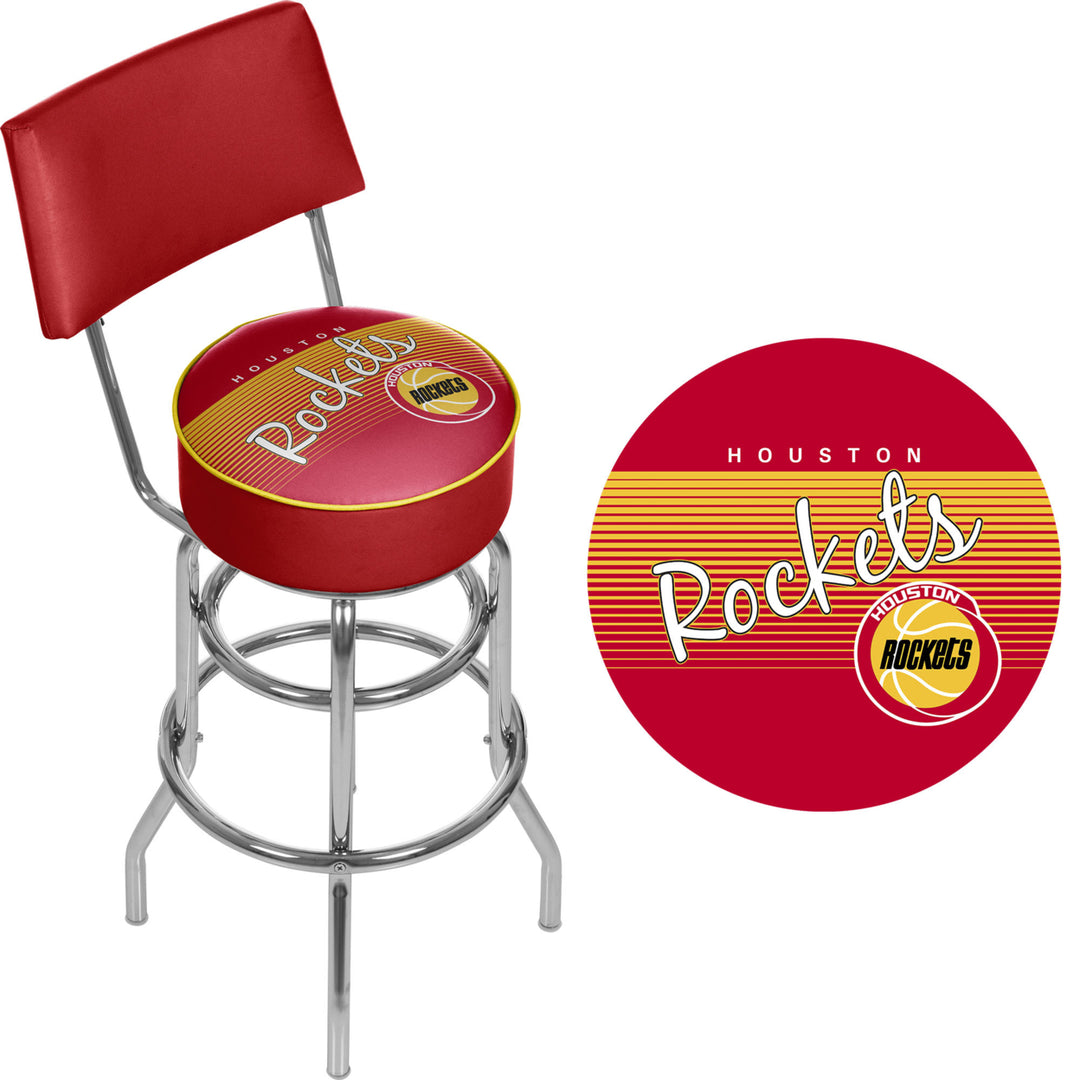 Houston Rockets NBA Hardwood Classics Swivel Bar Stool w/Back Image 2