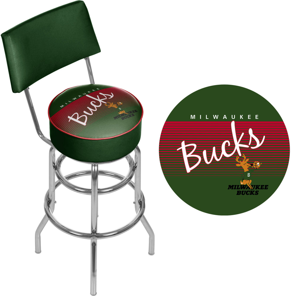 Milwaukee Bucks NBA Hardwood Classics Swivel Bar Stool w/Back Image 2