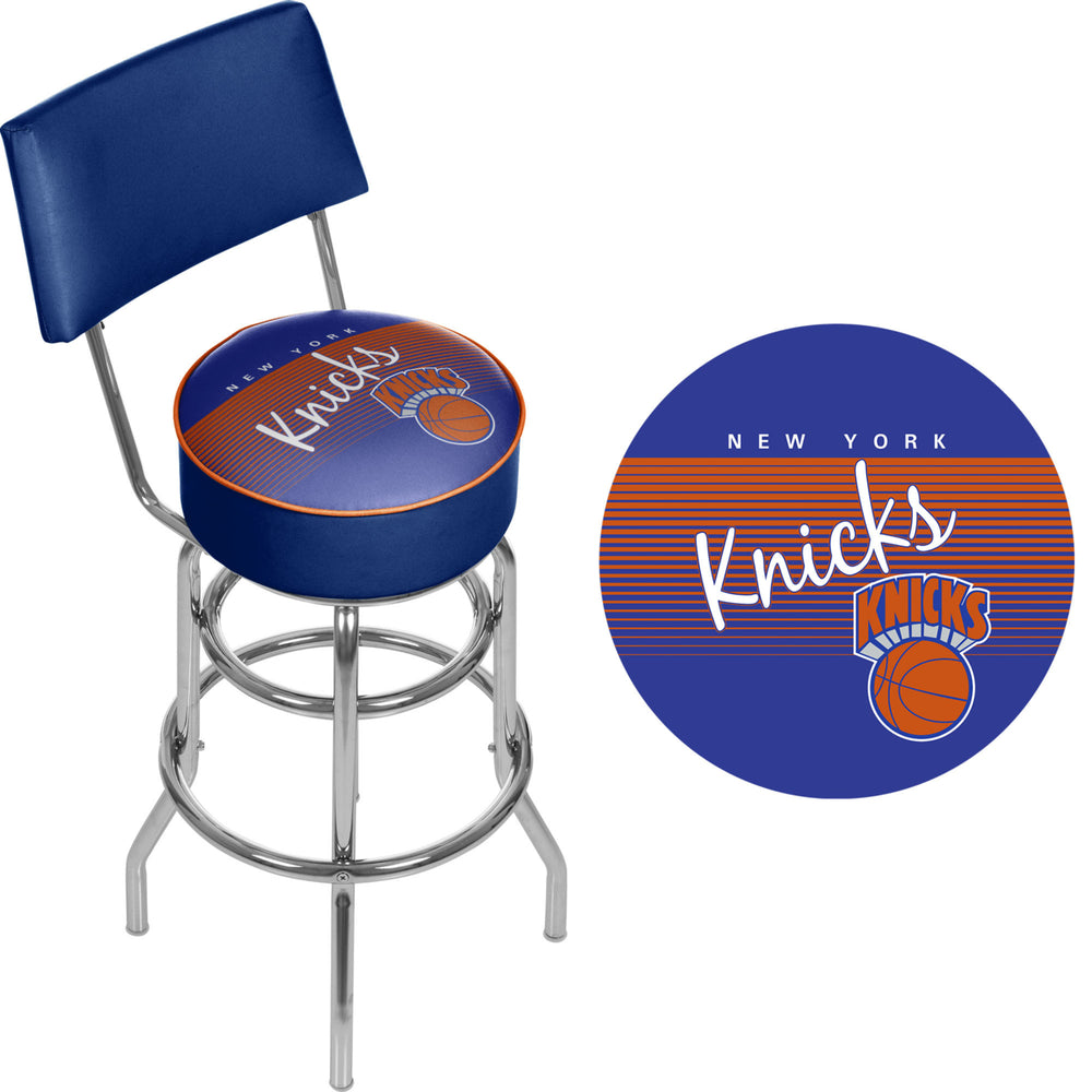 York Knicks NBA Hardwood Classics Swivel Bar Stool w/Back Image 2