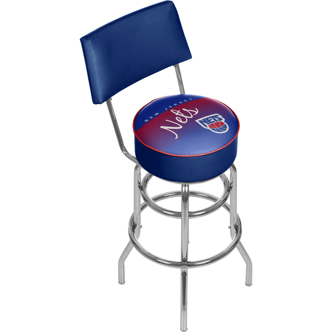 Jersey Nets NBA Hardwood Classics Swivel Bar Stool w/Back Image 1