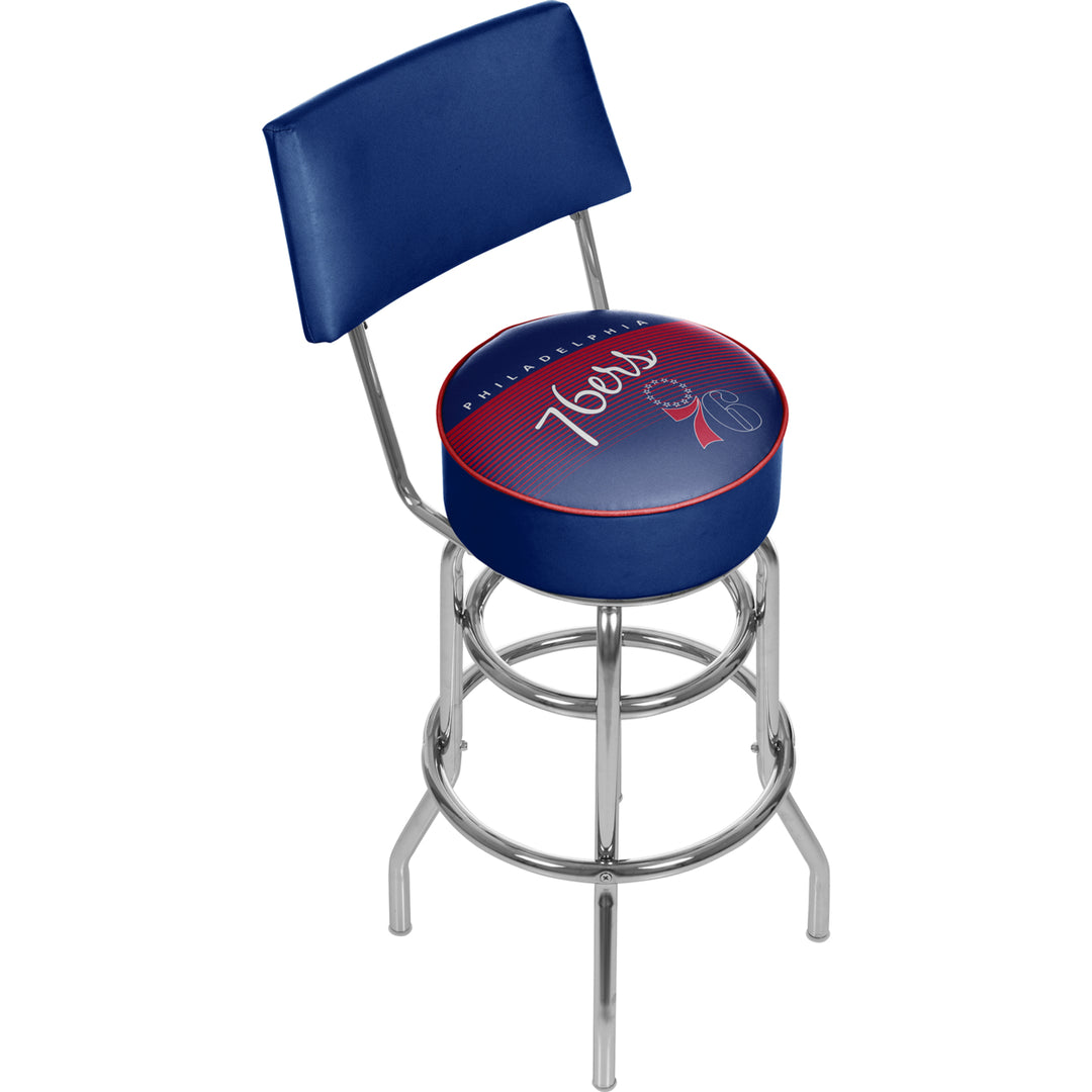 Philadelphia 76ers Hardwood Classics Swivel Bar Stool w/Back Image 1