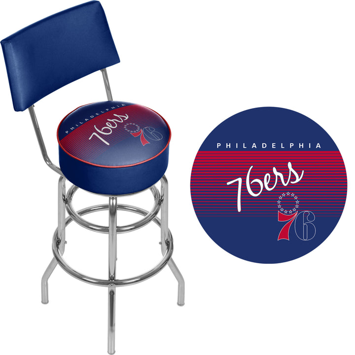 Philadelphia 76ers Hardwood Classics Swivel Bar Stool w/Back Image 2