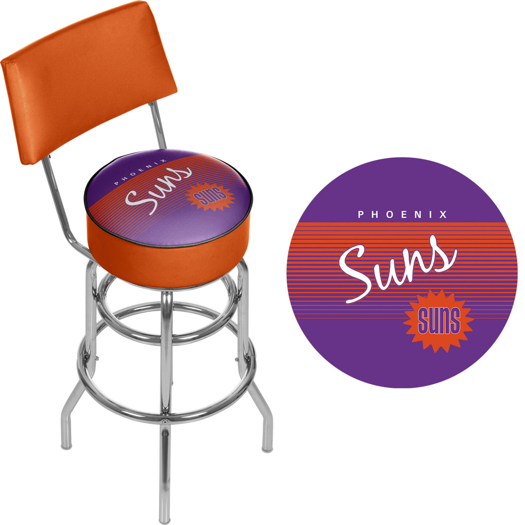 Phoenix Suns Hardwood Classics Swivel Bar Stool w/Back Image 2