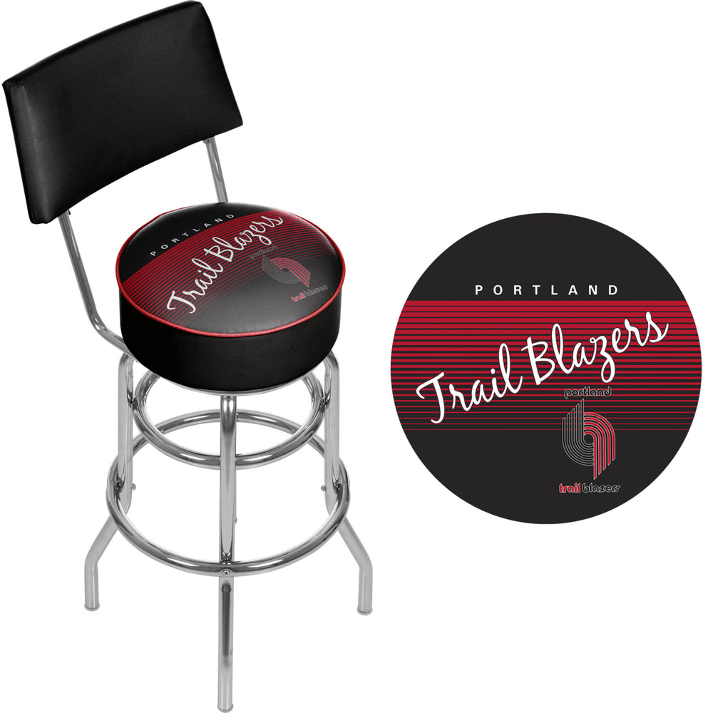 Portland Trail Blazers Hardwood Classics Swivel Bar Stool w/Back Image 2