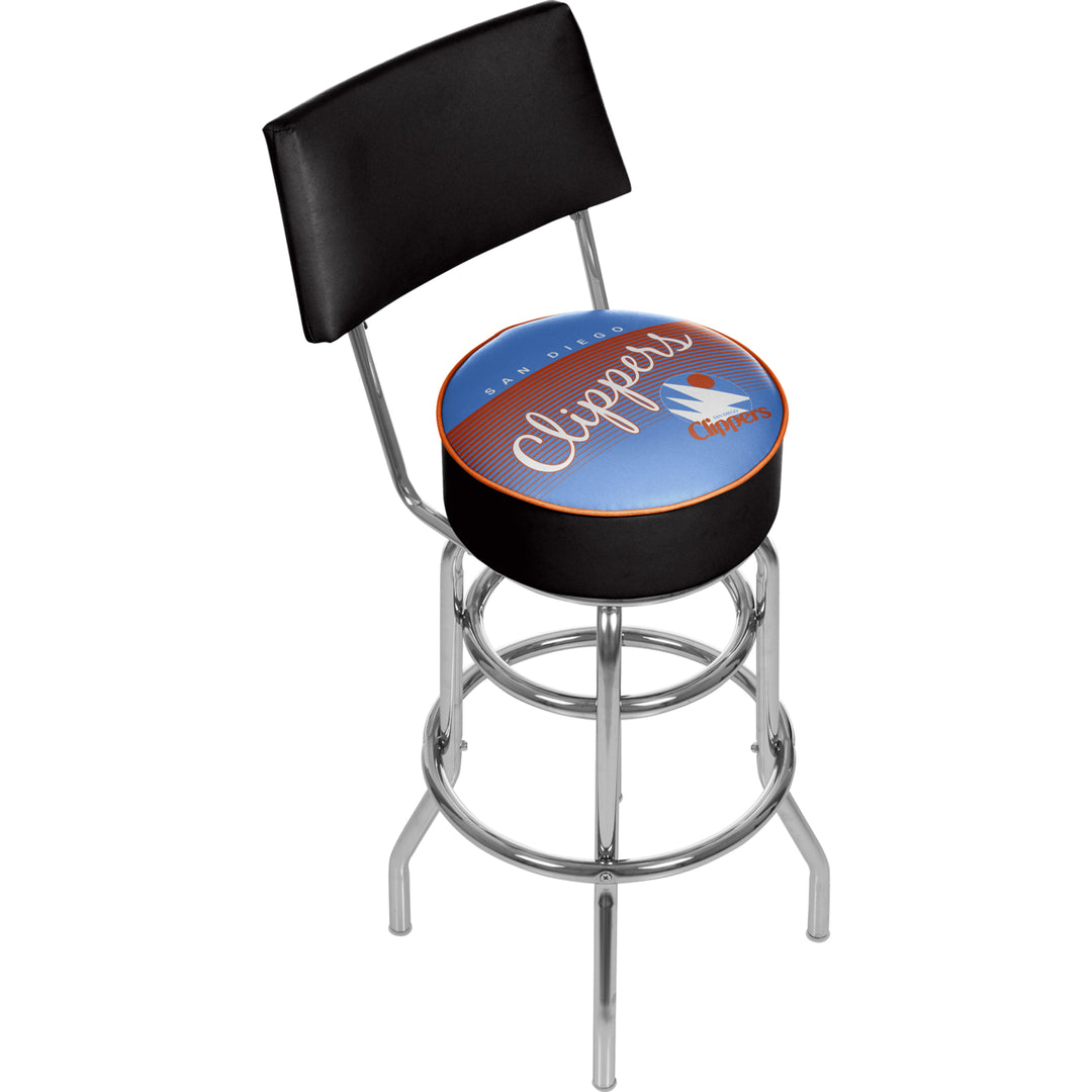 San Diego Clippers Hardwood Classics Swivel Bar Stool w/Back Image 1