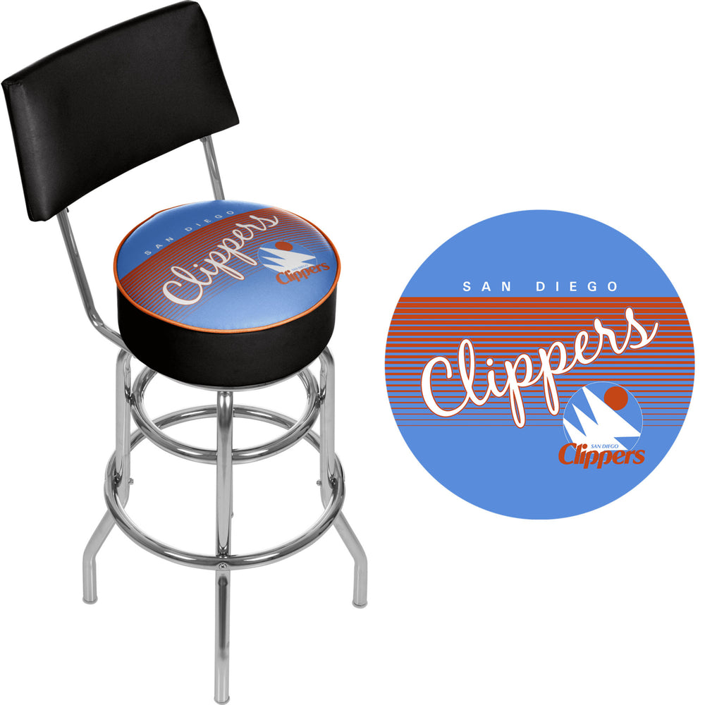 San Diego Clippers Hardwood Classics Swivel Bar Stool w/Back Image 2