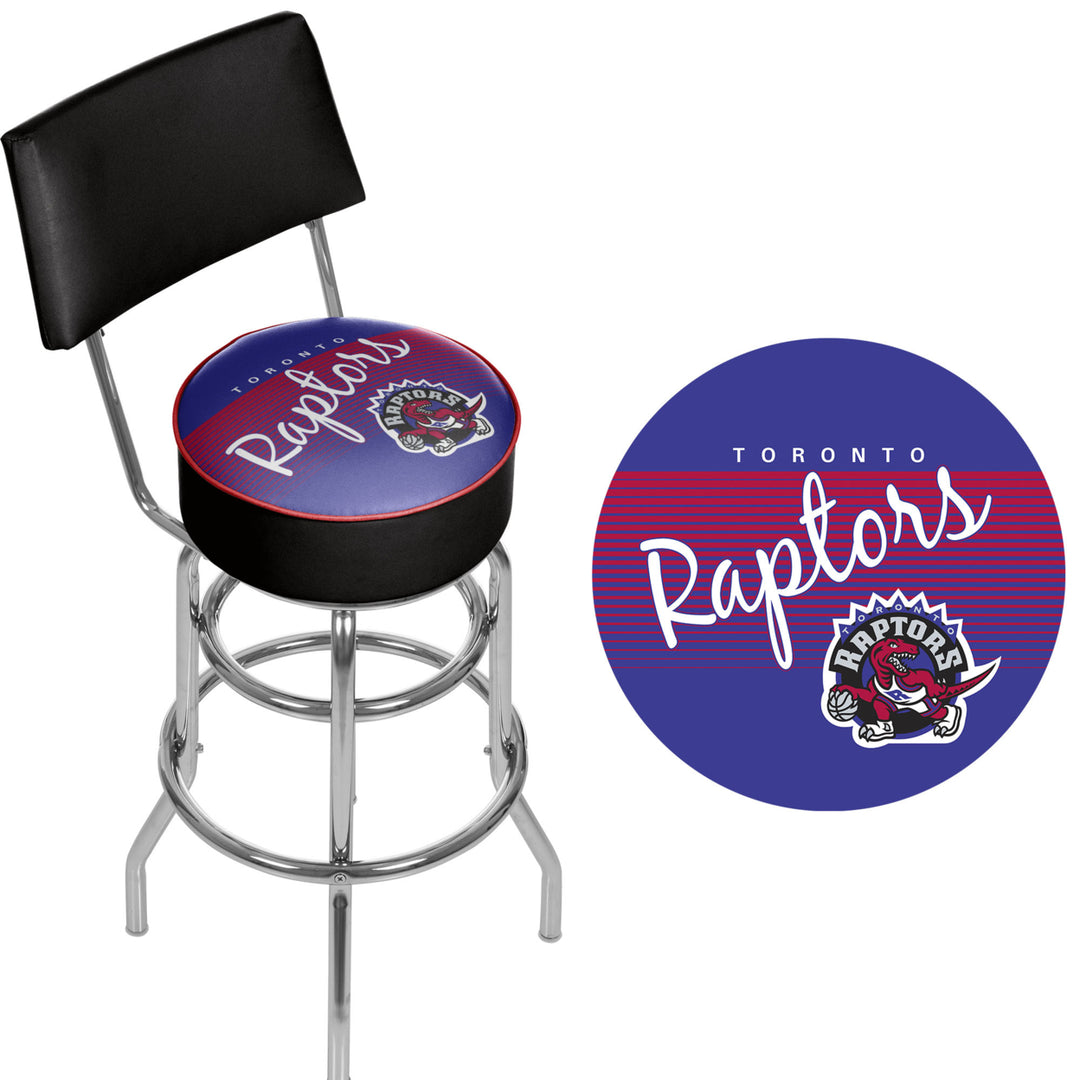 Toronto Raptors Hardwood Classics Swivel Bar Stool w/Back Image 2