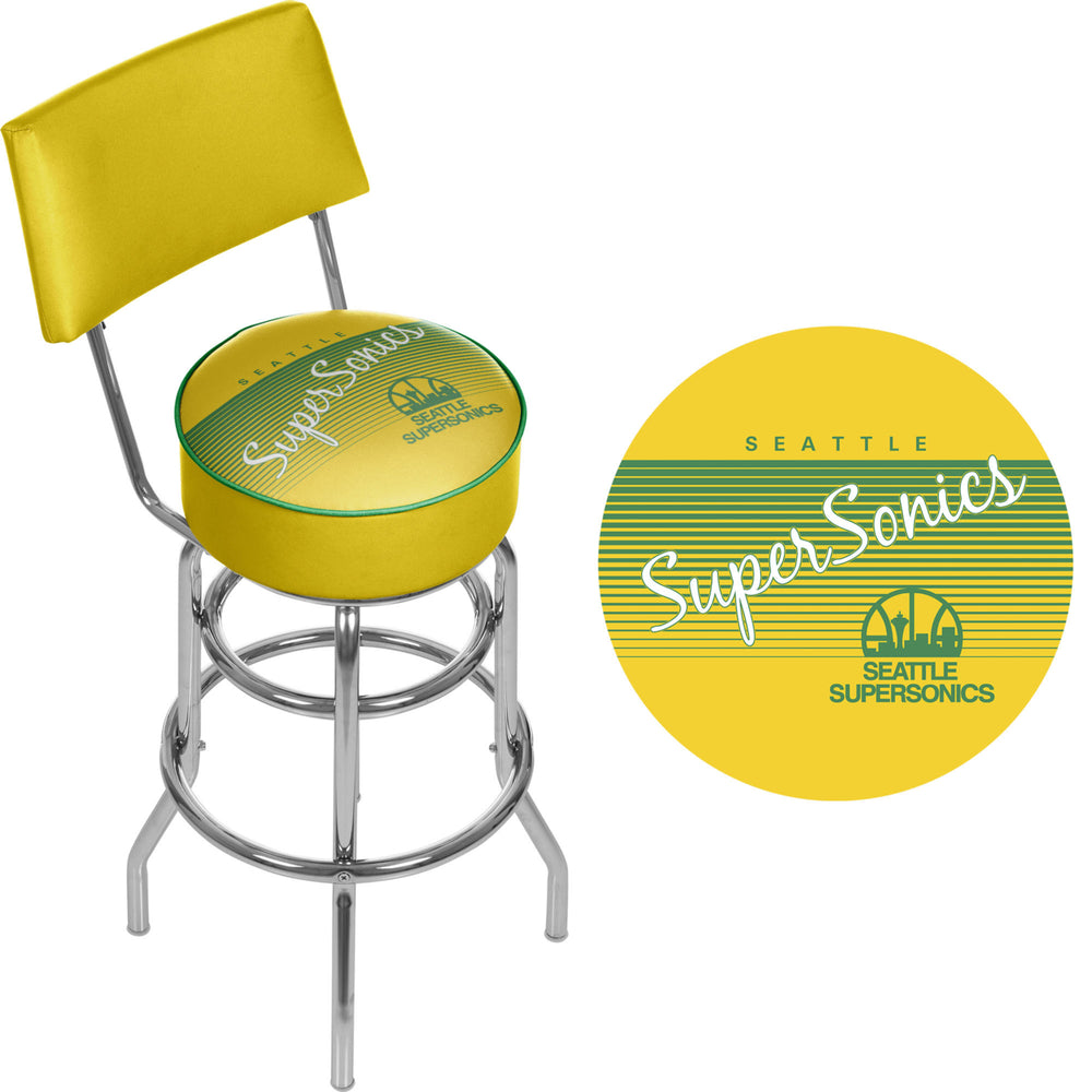 Seattle Super Sonics Hardwood Classics Swivel Bar Stool w/Back Image 2
