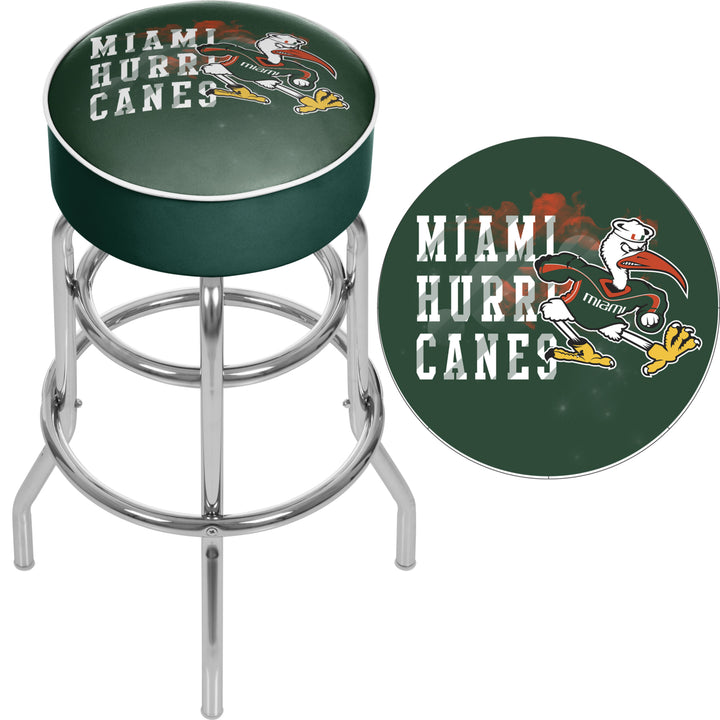 University of Miami Sebastian Chrome Bar Stool with Swivel - Smoke Image 2