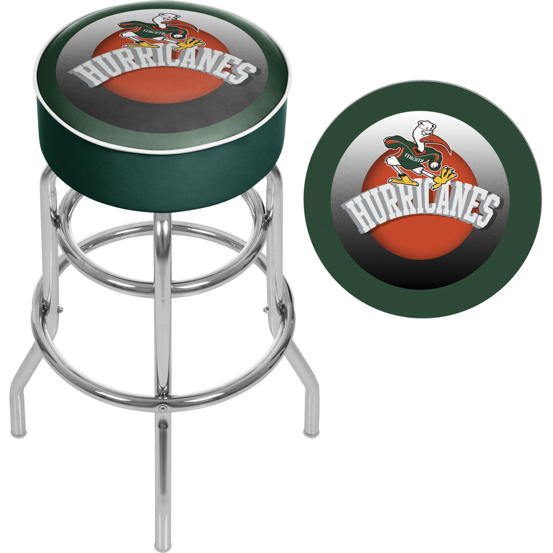 University of Miami Sebastian Chrome Bar Stool with Swivel - Honeycomb Image 2