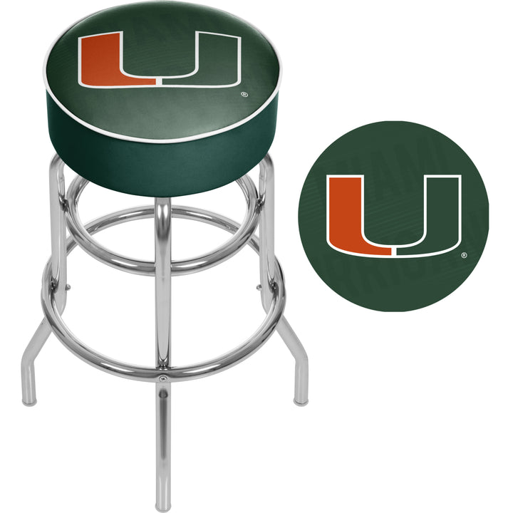 University of Miami Chrome Bar Stool with Swivel - Wordmark Image 2