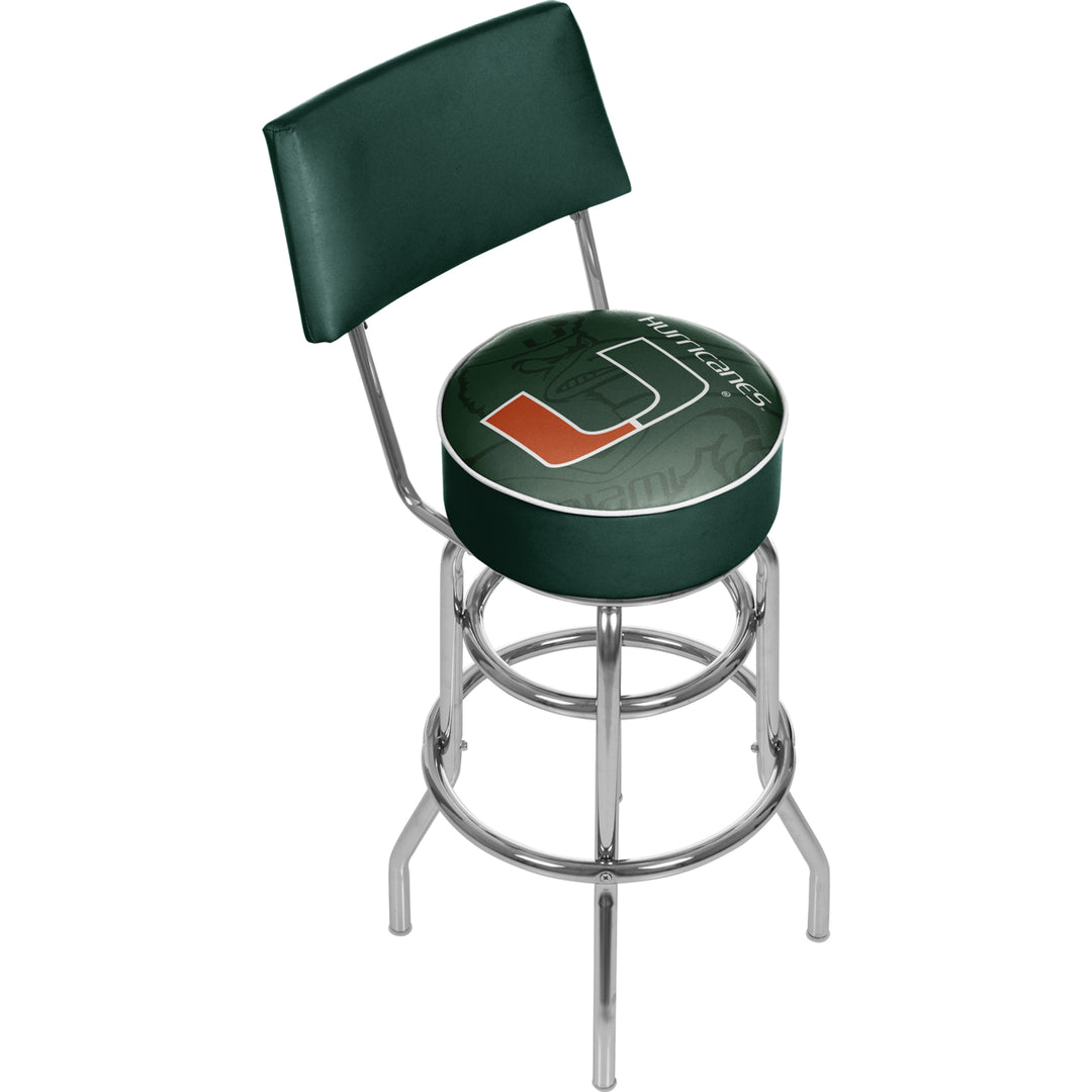 University of Miami Swivel Swivel Bar Stool with Back - Fade Image 1