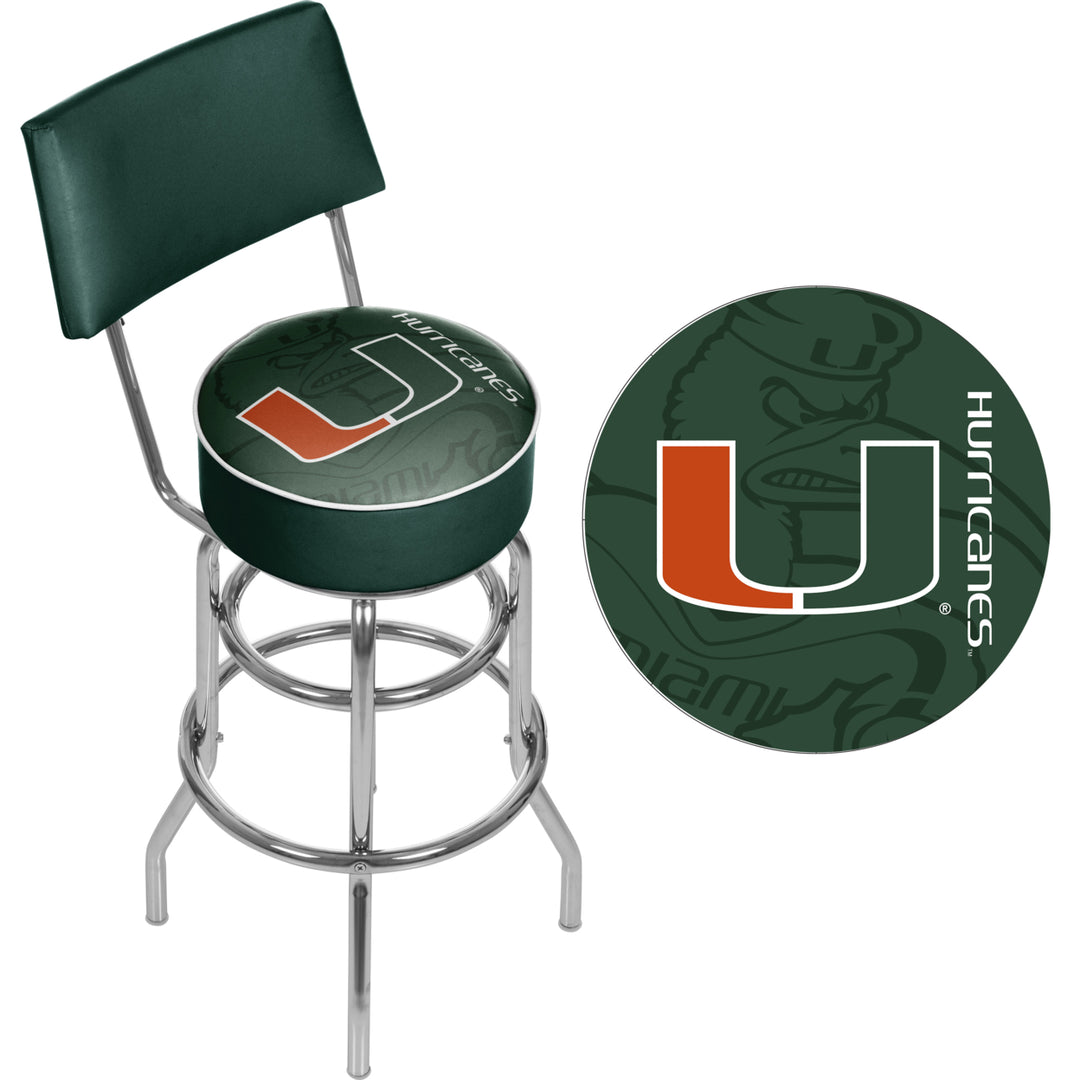 University of Miami Swivel Swivel Bar Stool with Back - Fade Image 2