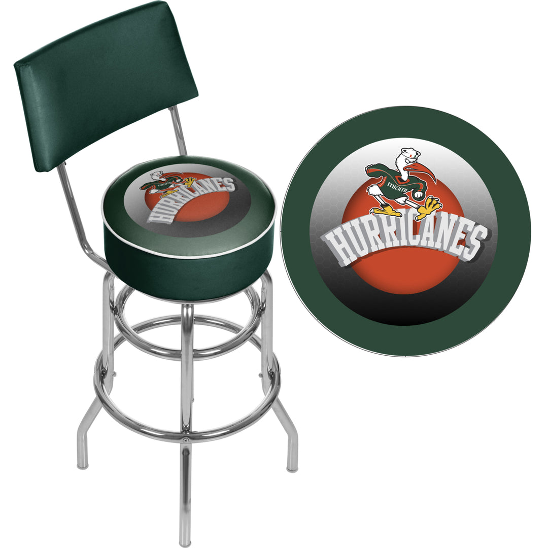 University of Miami Sebastian Swivel Swivel Bar Stool with Back - Honeycomb Image 2