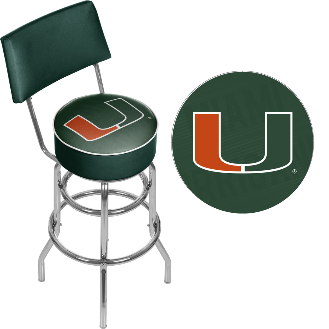 University of Miami Sebastian Swivel Swivel Bar Stool with Back - Wordmark Image 2