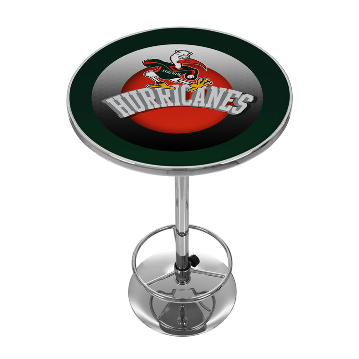 University of Miami Chrome 42 Inch Pub Table - Reaching Sebastian Image 1