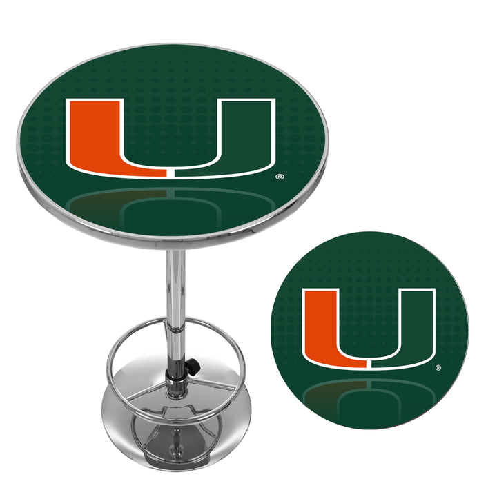 University of Miami Chrome 42 Inch Pub Table - Reflection Image 2