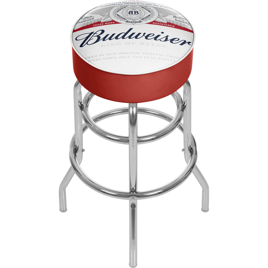 Budweiser Label Padded Swivel Bar Stool 30 Inches High 30 Inches High Image 1