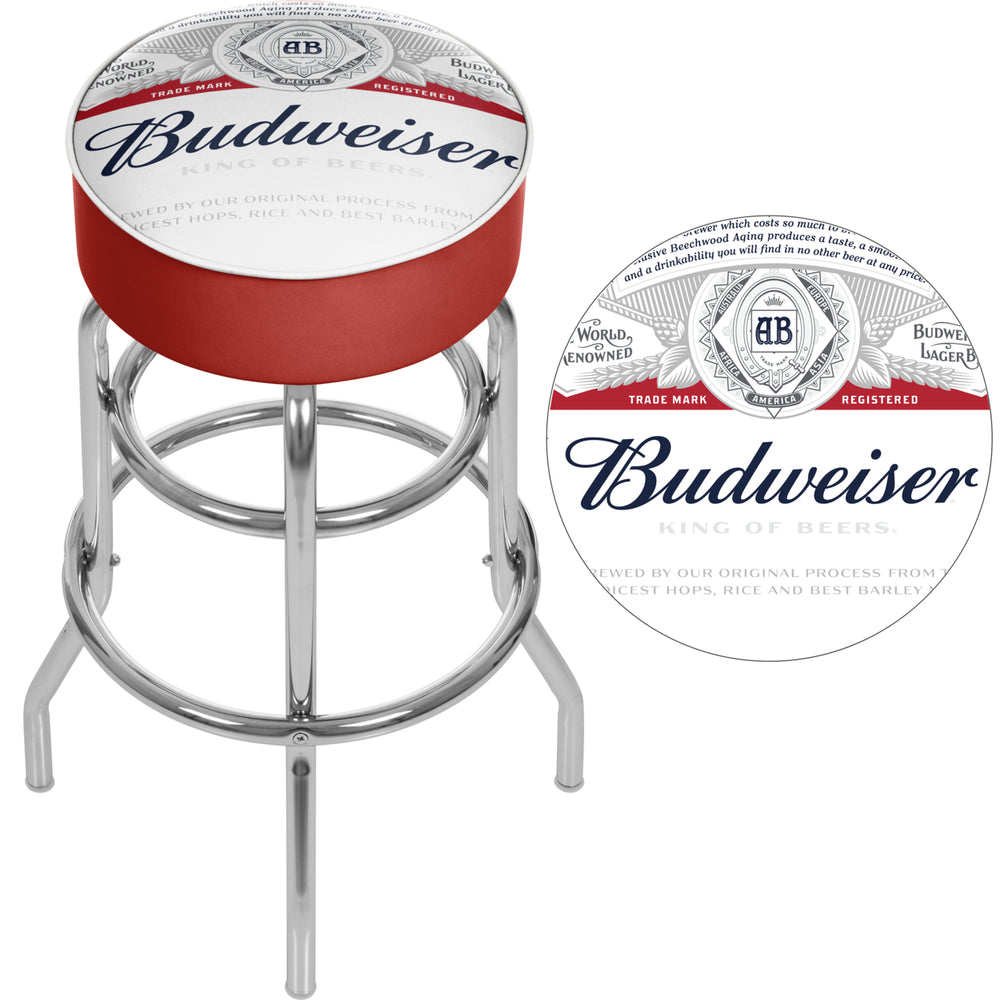 Budweiser Label Padded Swivel Bar Stool 30 Inches High 30 Inches High Image 2