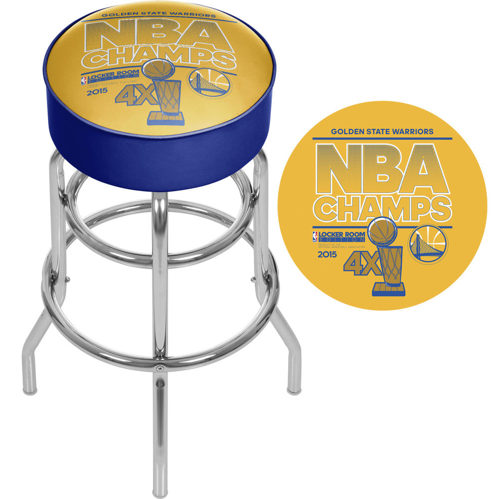 Golden State Warriors Chrome Bar Stool with Swivel - NBA Champs Image 2