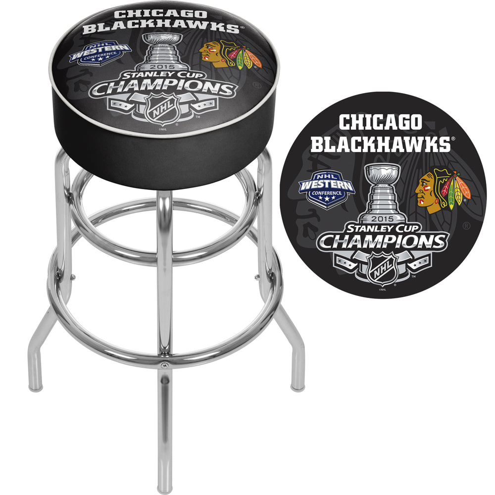 Chicago Blackhawks Swivel Bar Stool - 2015 Stanley Cup Champs Image 2