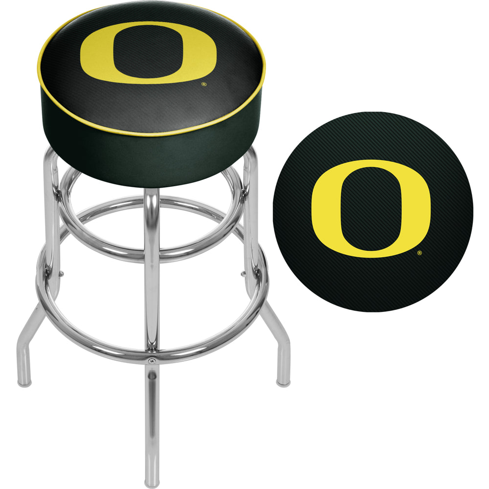 University of Oregon Chrome Padded Swivel Bar Stool 30 Inches High - Carbon Fiber Image 2