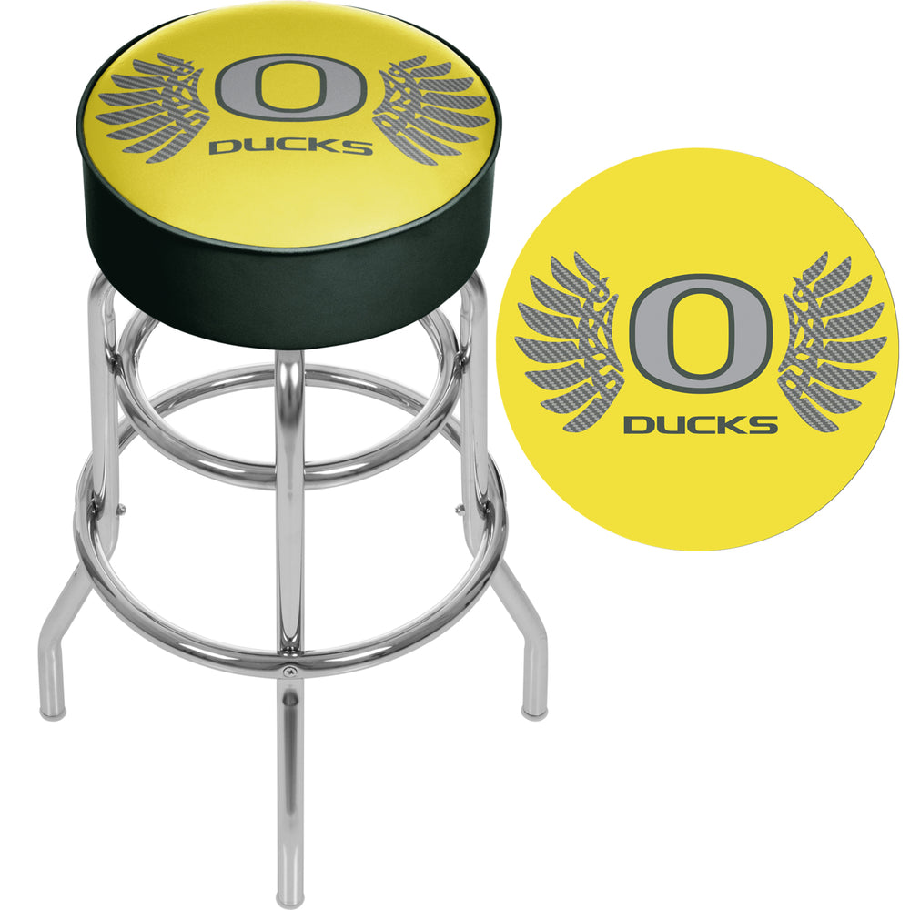 University of Oregon Chrome Bar Stool 30 Inch Padded Swivel Game Room Furniture Image 2