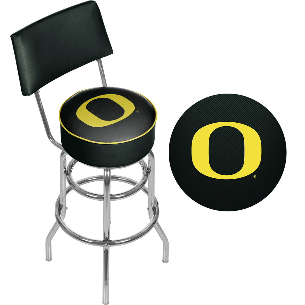 University of Oregon Swivel Swivel Bar Stool with Back - Carbon Fiber Image 2