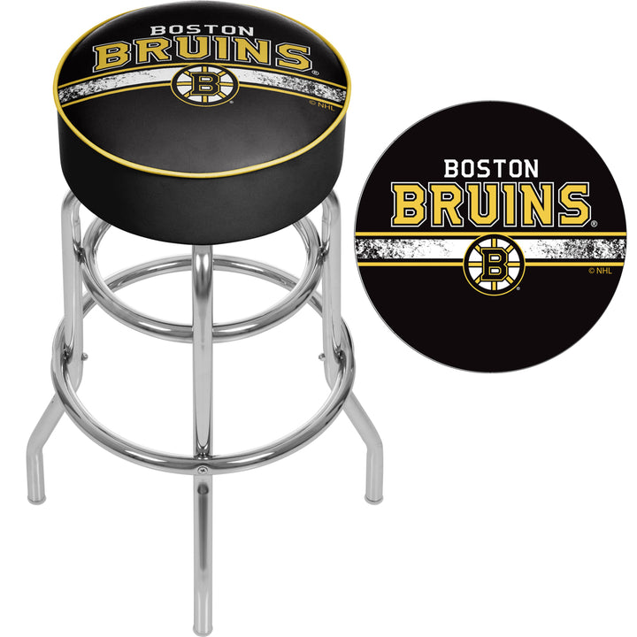 NHL Padded Swivel Bar Stool 30 Inches High Boston Bruins Image 2