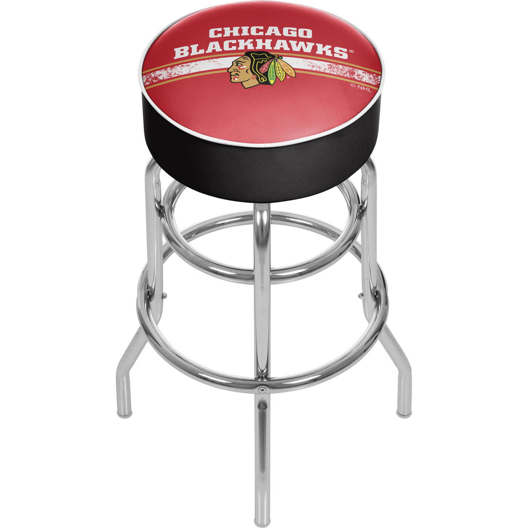 NHL Chrome Bar Stool with Swivel - Chicago Blackhawks Image 1