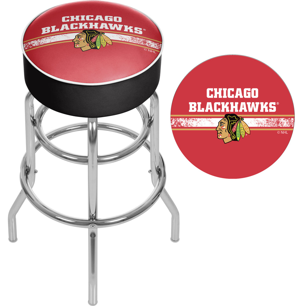 NHL Chrome Bar Stool with Swivel - Chicago Blackhawks Image 2
