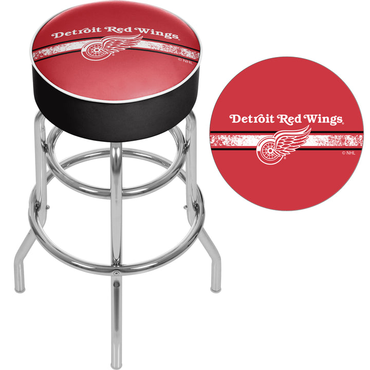 NHL Chrome Padded Swivel Bar Stool 30 Inches High - Detroit Redwings Image 2