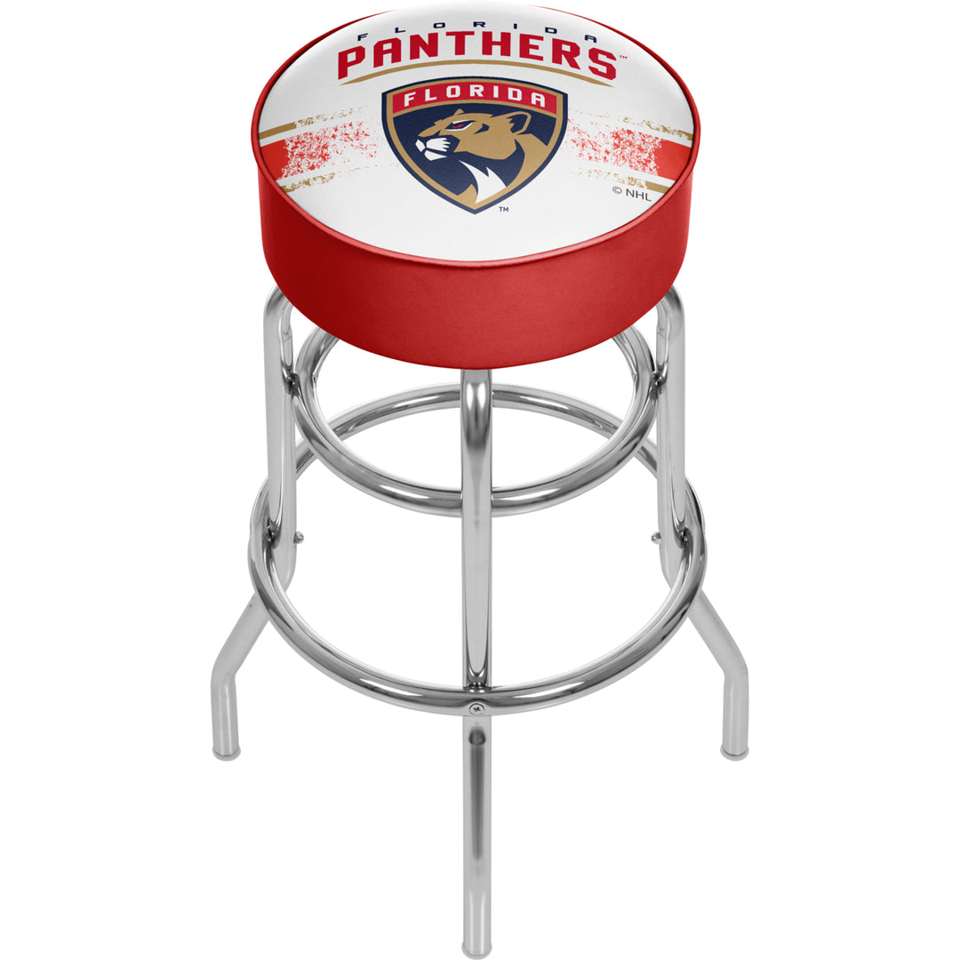 NHL Chrome Padded Swivel Bar Stool 30 Inches High - Florida Panthers Image 1