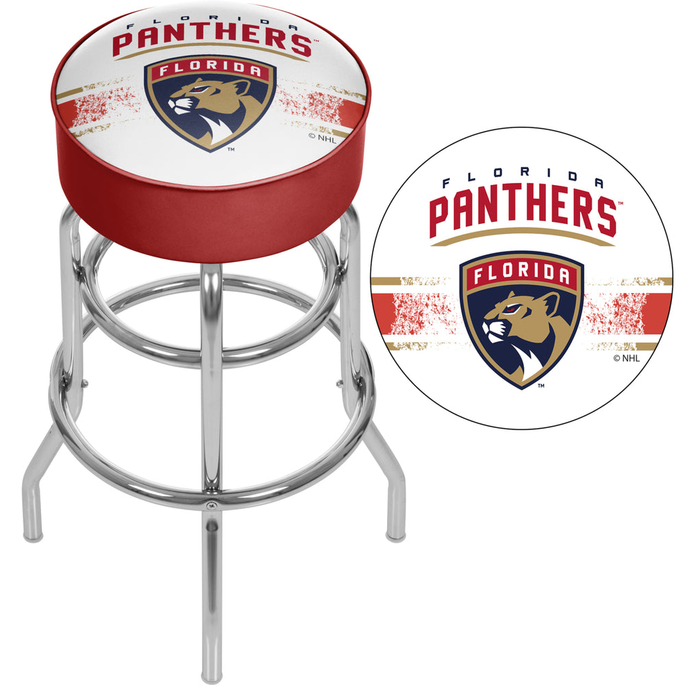 NHL Chrome Padded Swivel Bar Stool 30 Inches High - Florida Panthers Image 2