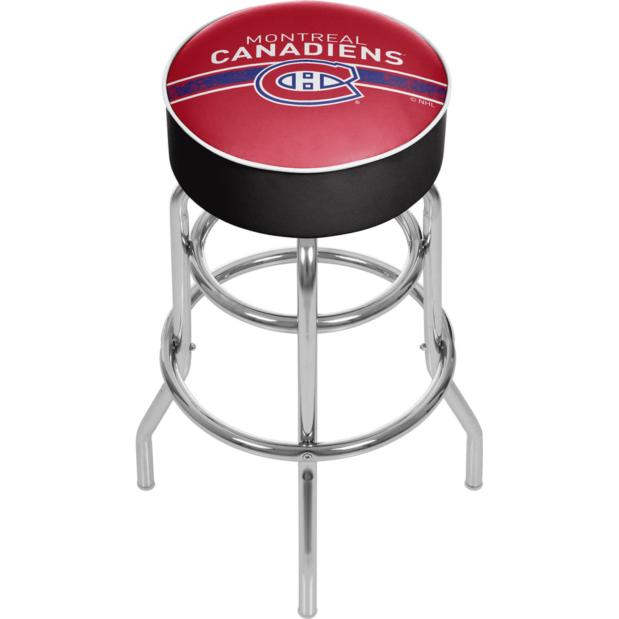 NHL Chrome Padded Swivel Bar Stool 30 Inches High - Montreal Canadiens Image 1