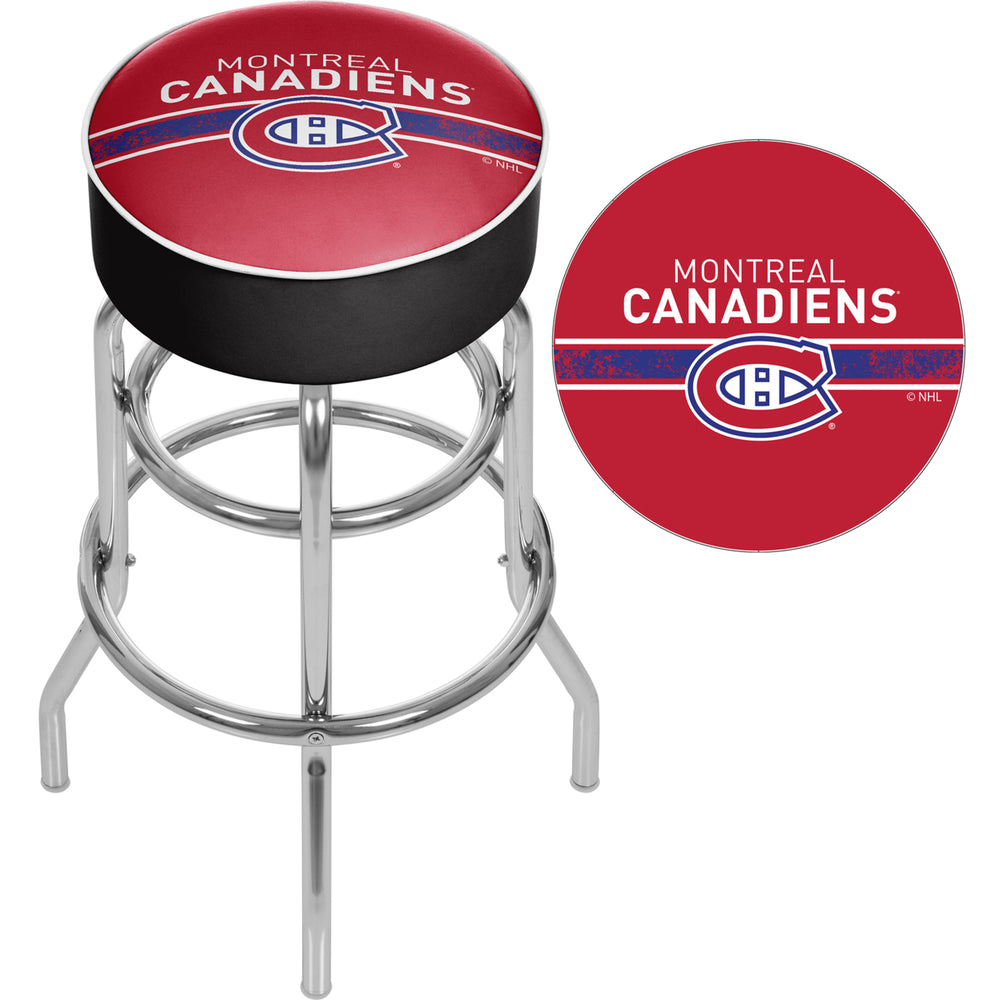 NHL Chrome Padded Swivel Bar Stool 30 Inches High - Montreal Canadiens Image 2