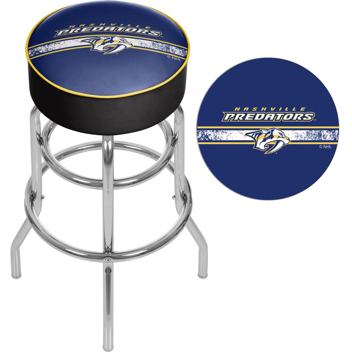 NHL Chrome Padded Swivel Bar Stool 30 Inches High - Nashville Predators Image 2