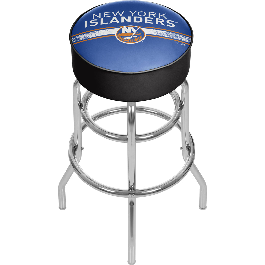 NHL Chrome Padded Swivel Bar Stool 30 Inches High -  York Islanders Image 1